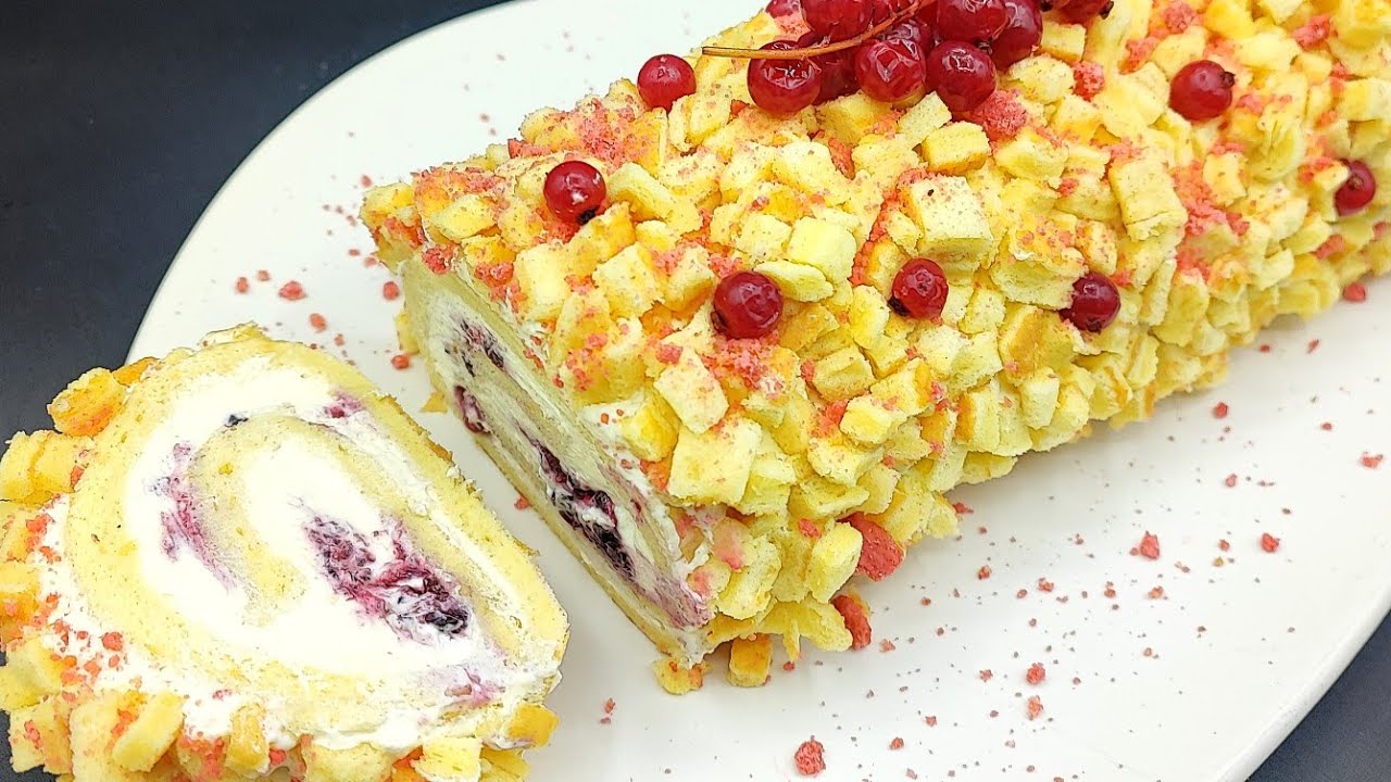 rotolo mimosa con crema e frutti di bosco 🌼 8 Marzo