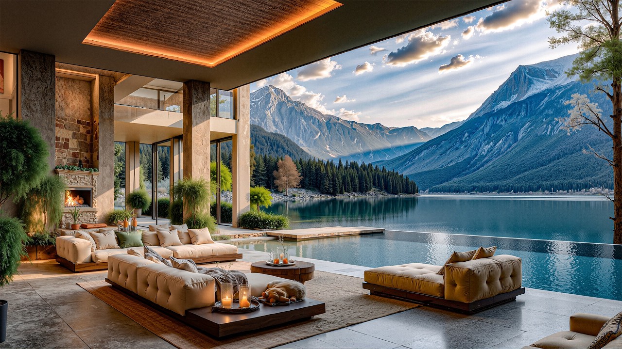 Gentle Jazz To Welcome A New Day With Energy - Soft Jazz In The Warm Living Room Of A Lakeside Villa