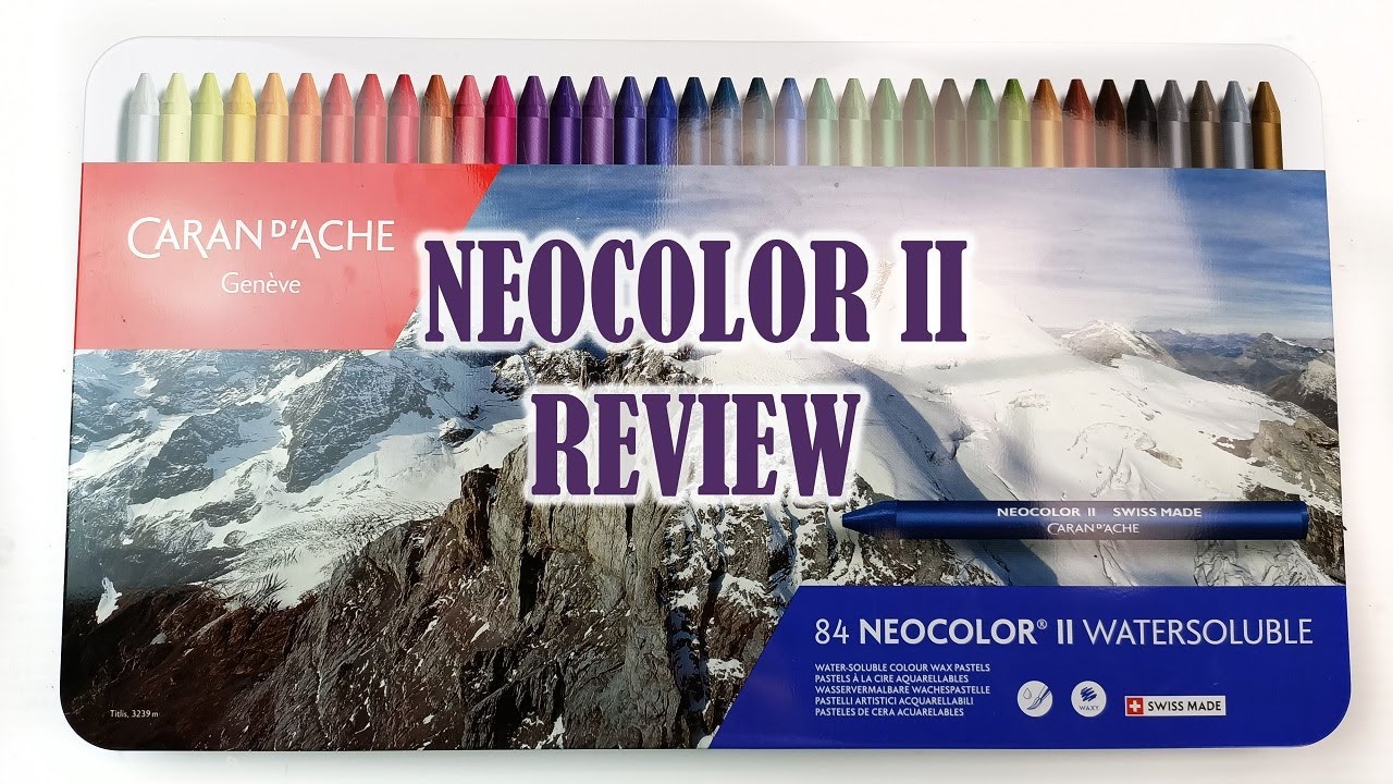 Caran d'Ache Neocolor II Pastels (Crayons) 84 Set Review! Swatching and Large Artwork