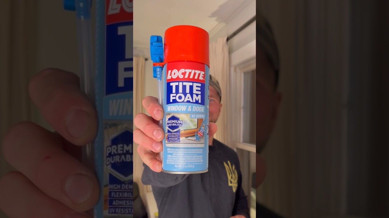 Spray foam around the window. LOCTITE TITE FOAM. #diy #construction #tools