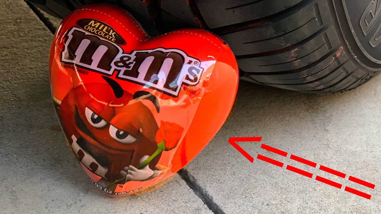 Crushing Crunchy & Soft Things by Car!EXPERIMENT CAR vs M&M Candy Heart