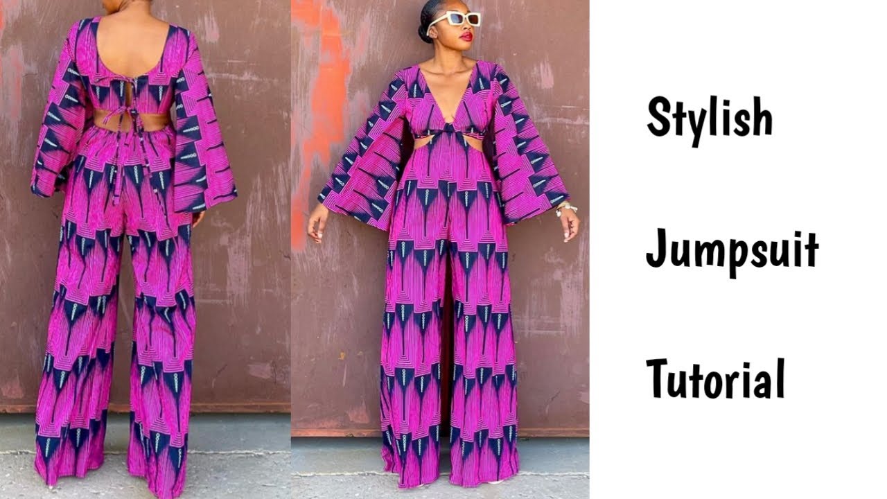 DETAILED* How to cut a stylish jumpsuit with waist sides cut out & trumpet sleeve