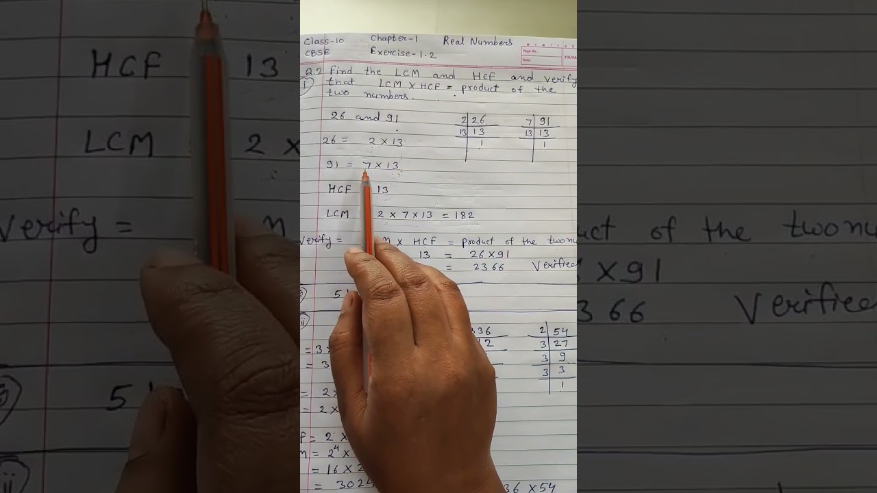 Class 10 Maths NCERT Ch. 1 Real numbers Ex. 1.2 Q.2 LCM & HCF #shorts #class10maths