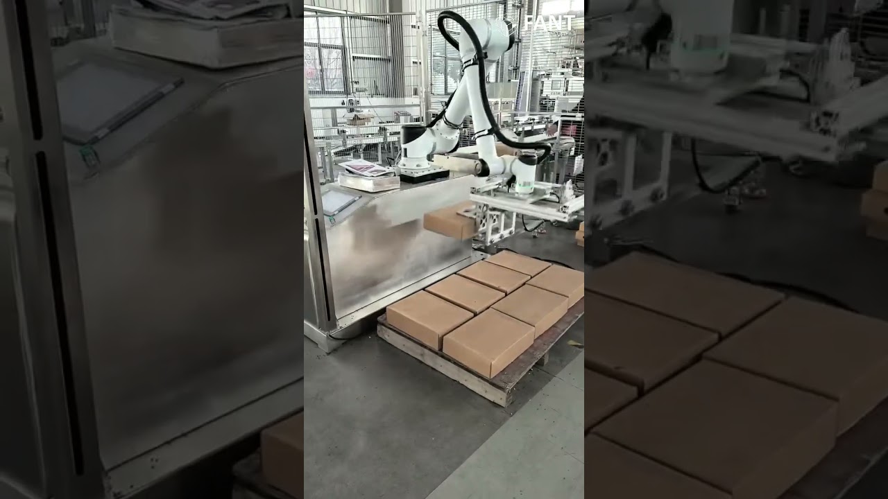 Cartons Palletizing By Collaborative Robot #Robot palletizer