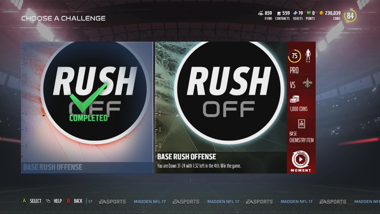 Madden NFL 17 | MUT Chemistry | Base Rush Offense | Challenge #2