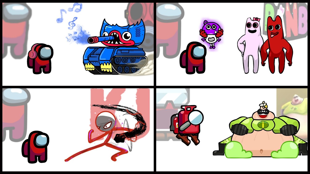 Mini Crewmate Kills Italian Brainrot Characters - Part 1-4 | Among Us