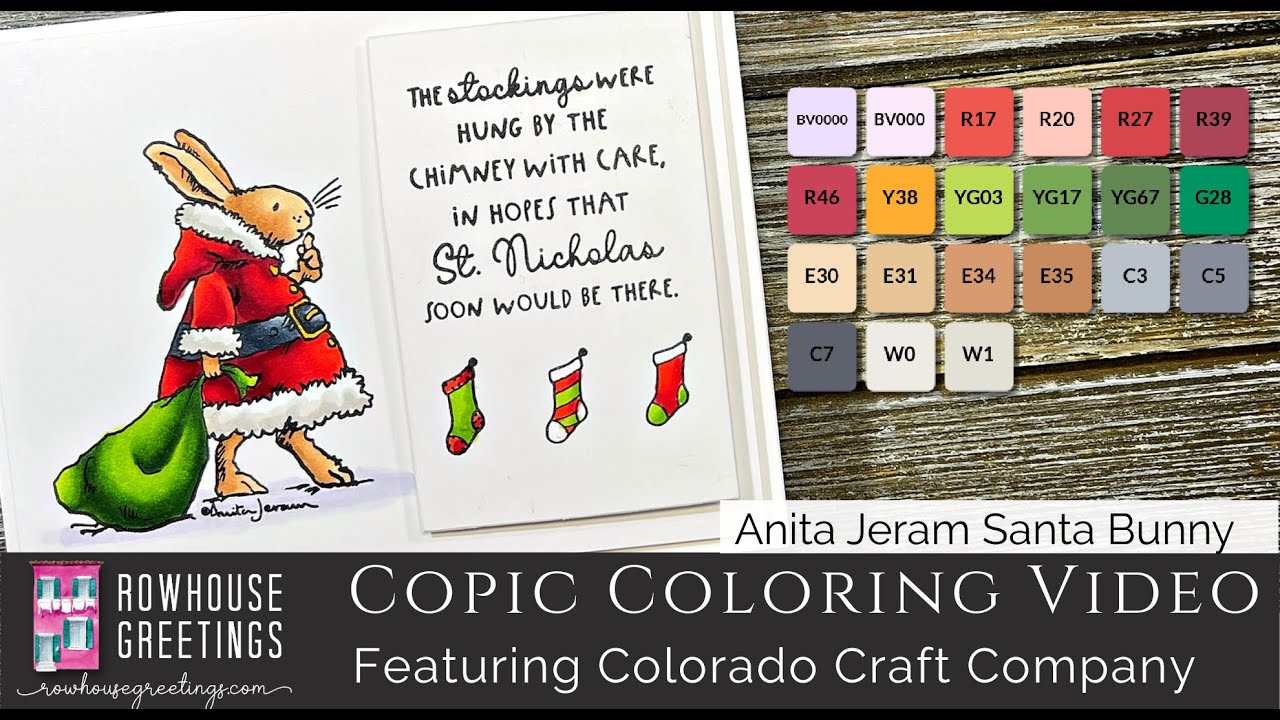HOW TO: Color the Anita Jeram Santa Bunny stamp from Colorado Craft Company - Copic Tutorial