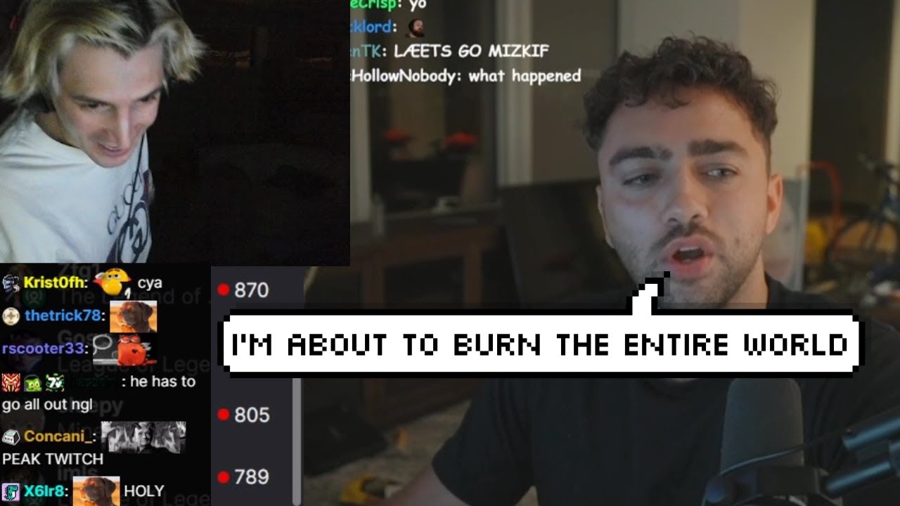 xQc начинает смеяться после выхода Mizkif в прямой эфир и готов &laquo;раскрыть секреты всех&raquo;