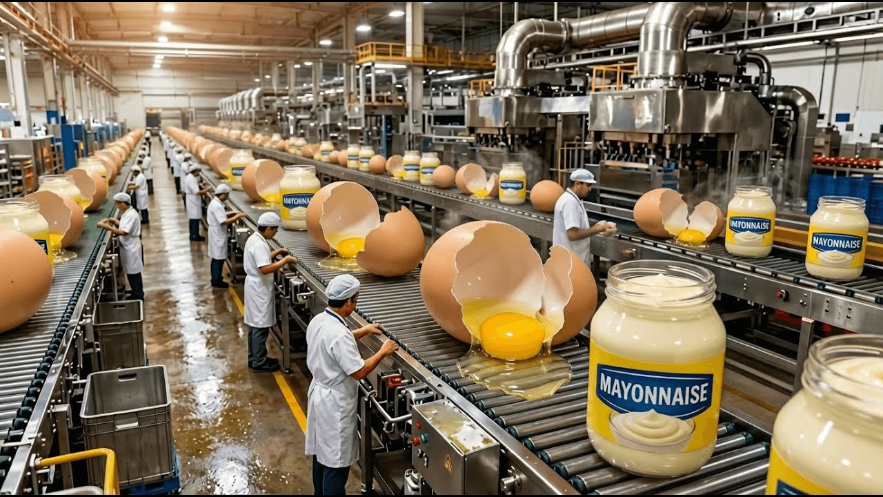 Inside the Mayonnaise Factory — ASMR From Giant Eggs to Creamy Mayo