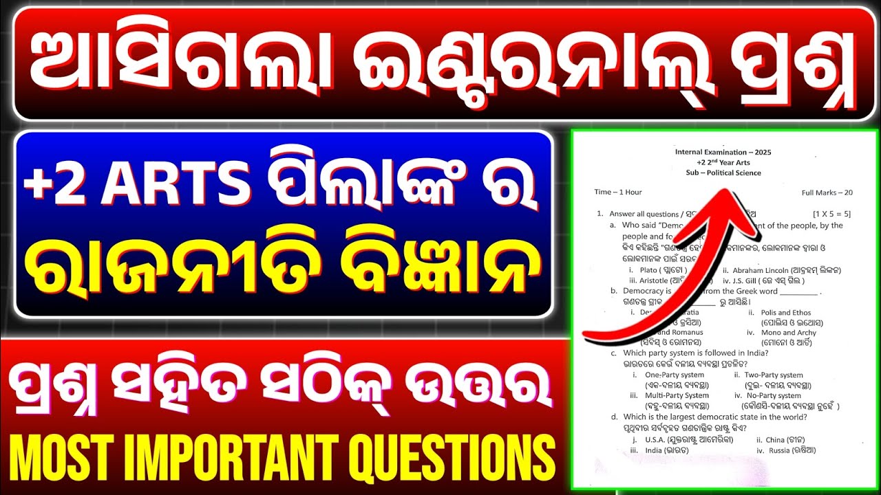 Экзаменационный вопросник по политологии | CHSE Odisha +2 2 курс #chseodisha #sspeducation