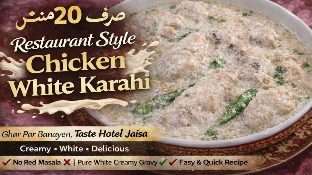  ریسٹٹورنٹ اسٹائل چکن وائٹ کراہی اب بنائیں گھر پر وہ بھی صرف 20 منٹوں میں 😋🥰||chicken white karahi 