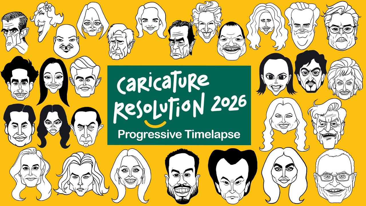 Caricature Resolution 2026 / Celebrity Caricature Time Lapses in Photoshop by