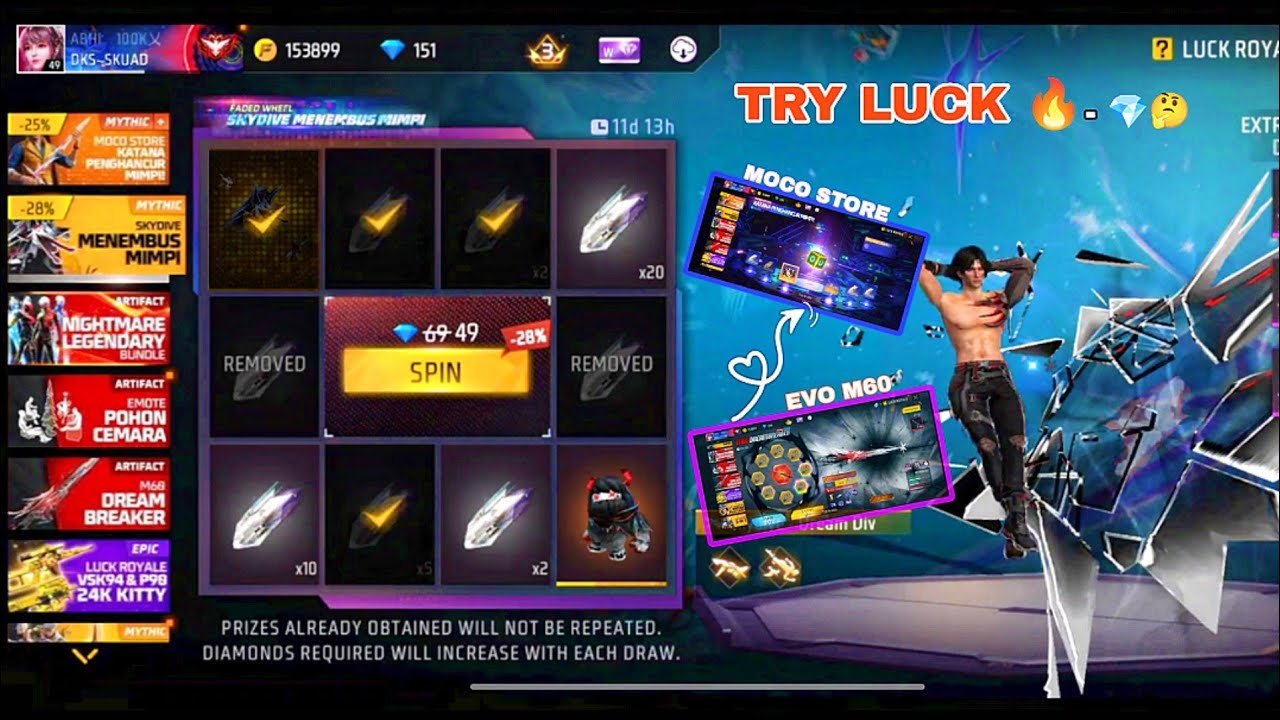 SPIN IN NEW EVO GUN IN FREE FIRE INDONESIA SERVER 🇮🇩❤️‍🩹#FF #SPIN #EVENT #EVOGUN