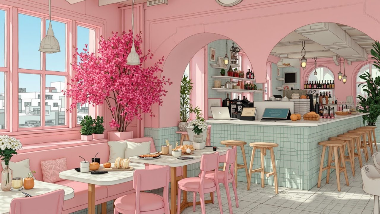 Relaxing Lofi Beats for Study & Focus | Cozy Pink Cafe Ambient Vibes