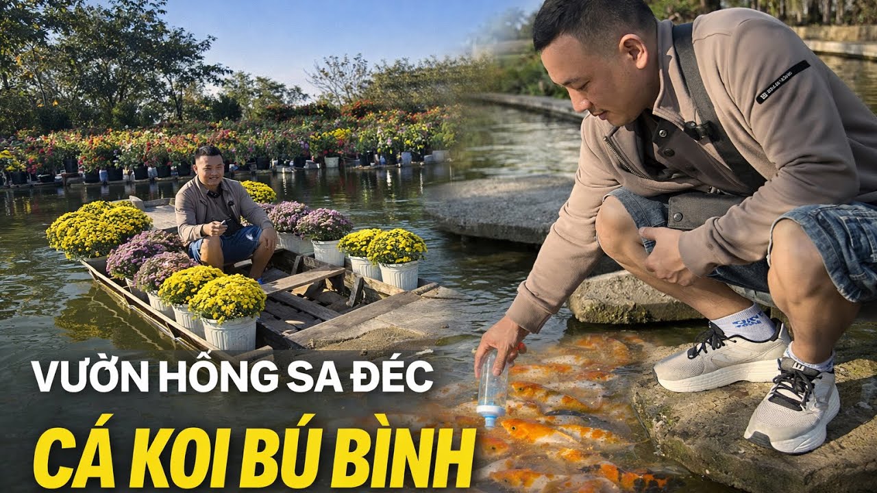 Lần Đầu cho Cá koi Bú Bình Ở Vườn Hồng Tư Tôn Sa Đéc 