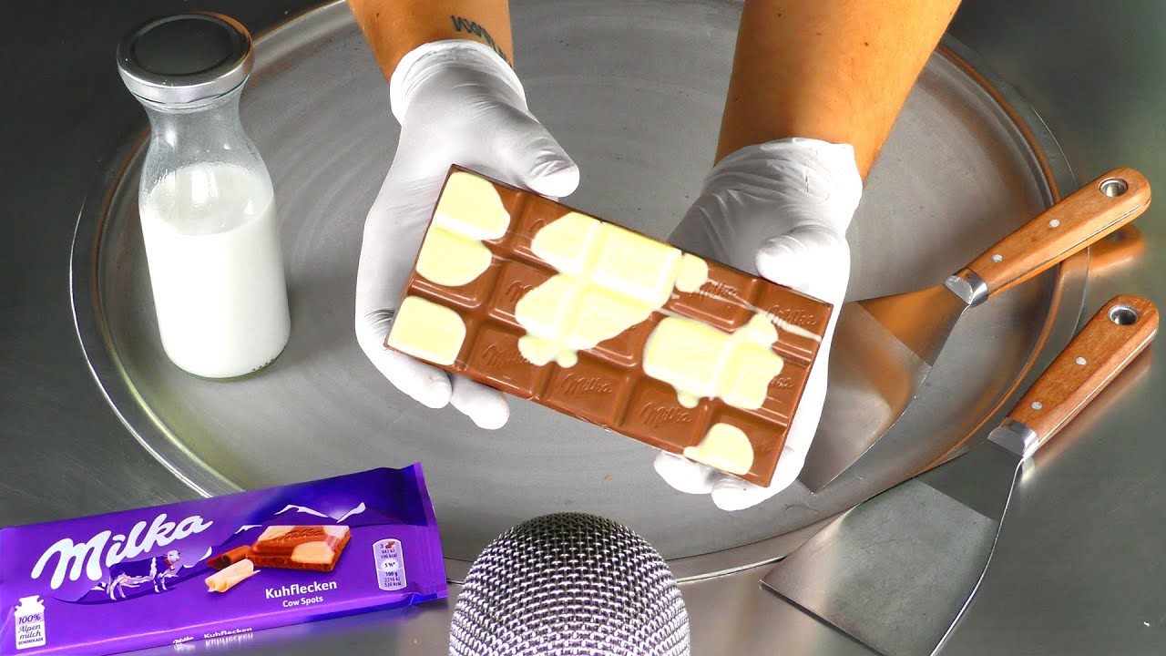 ASMR - mixed Chocolate Ice Cream Rolls | how to make Dairy Milk and white Chocolate to Ice Cream