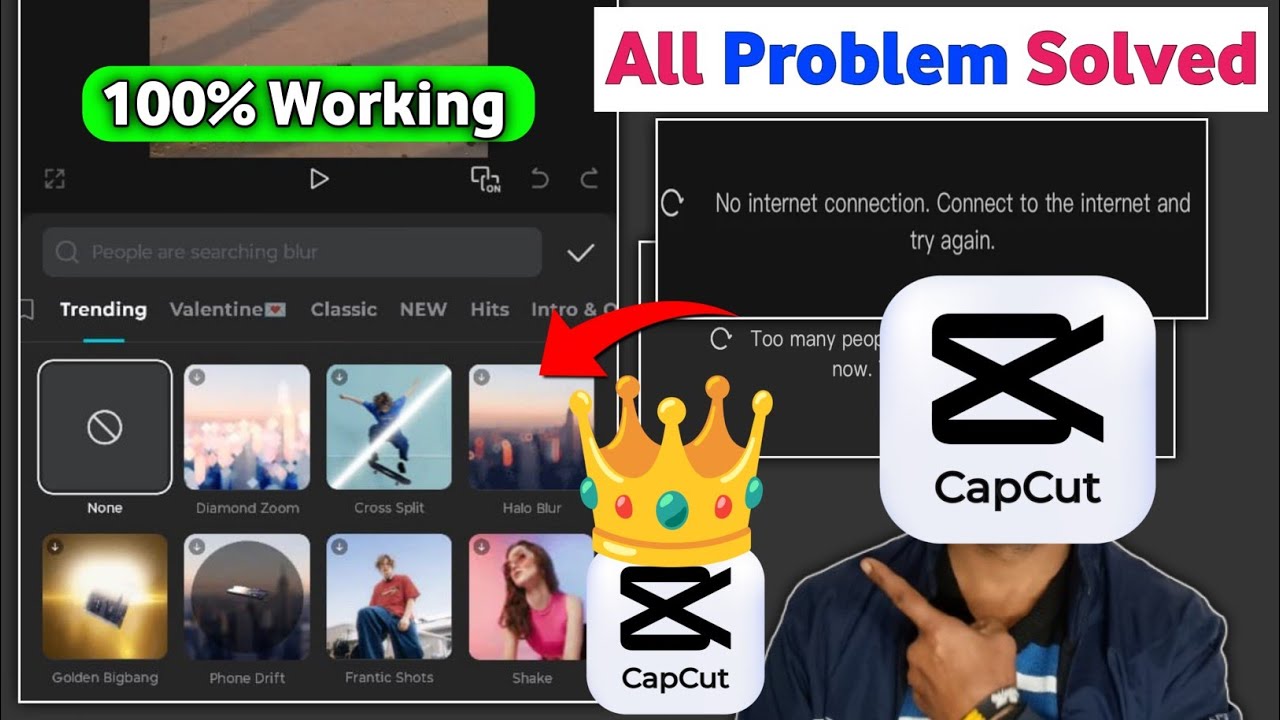 too many people are using this feature now. try again later | Capcut no internet connection problem