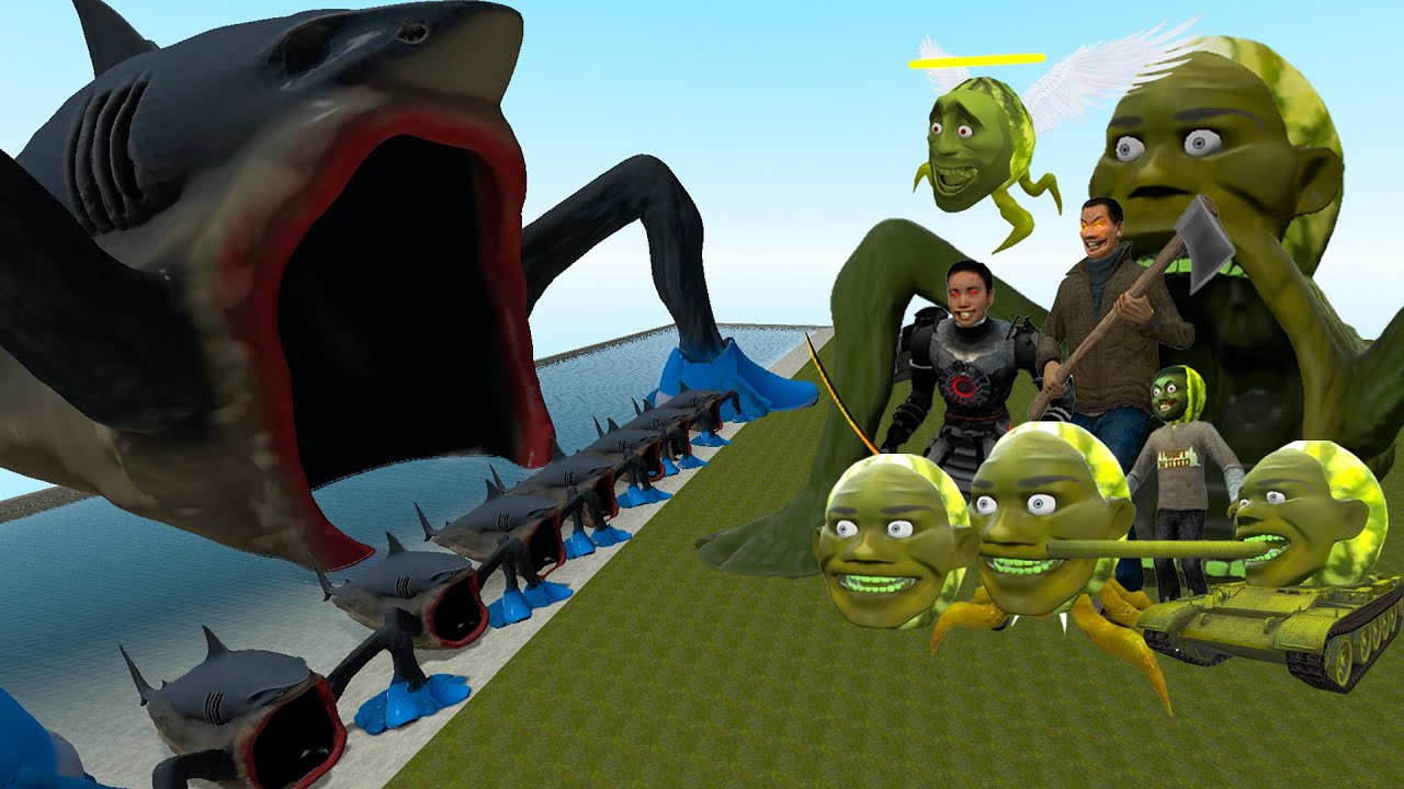 NEW ITALIAN AI BRAINROT TRALALERO TRALALA SEA EATER VS ALL LIN GANG MELON FAMILY In Garry's Mod!