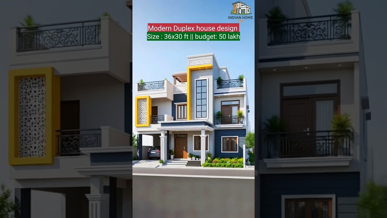 Modern Duplex House Design | 36x30 ft | 50 Lakh Budget | Contemporary Elevation 