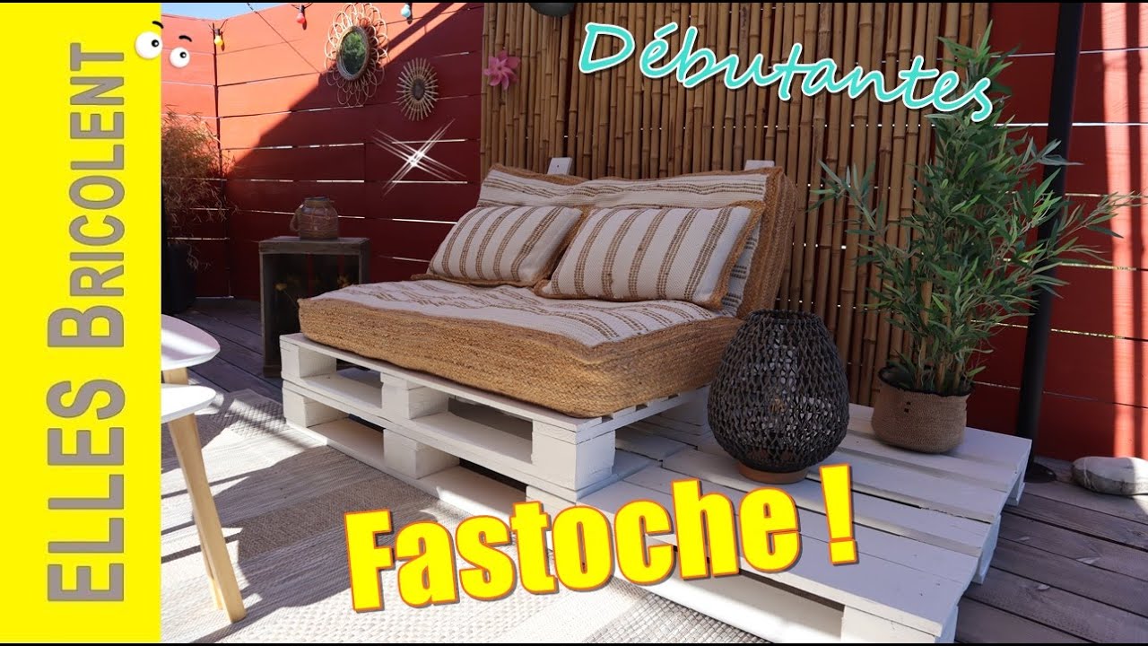 TUTO FABRIQUER UNE BANQUETTE DOSSIER INCLINE EN BOIS DE PALETTES  😎 DEBUTANTES  🤩 - ELLES Bricolent
