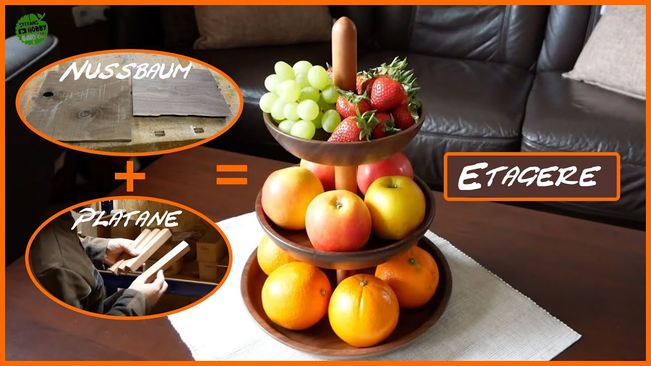 Etagere drechseln aus Nussbaum und Platane - DIY - Obstschale - Holzschale - Holz - Drechsler - Wood