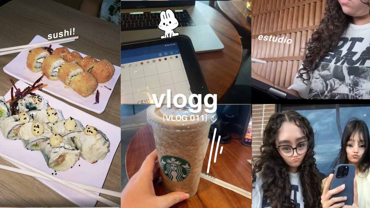STUDY VLOG- cafeteria + studio + sushi!! 📚🕰️