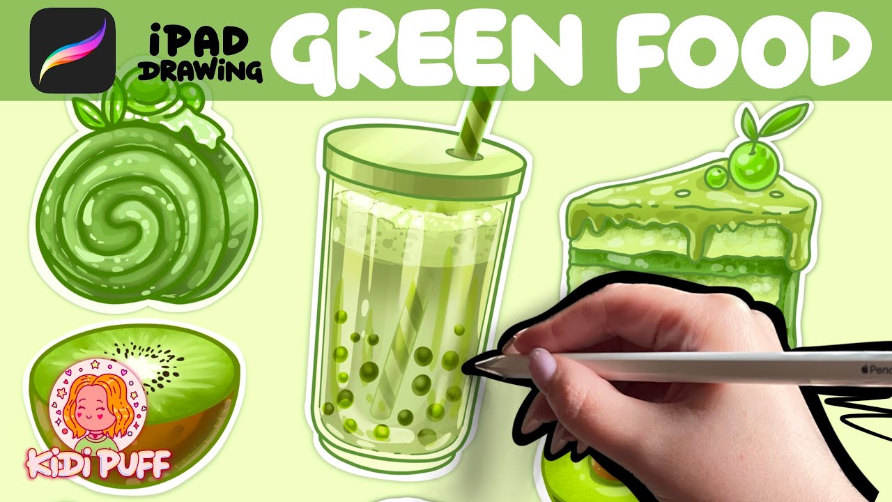 GREEN FOOD ART. WATCH AND RELAX: #procreate #illustration #speedpaint #ipad #cuteart