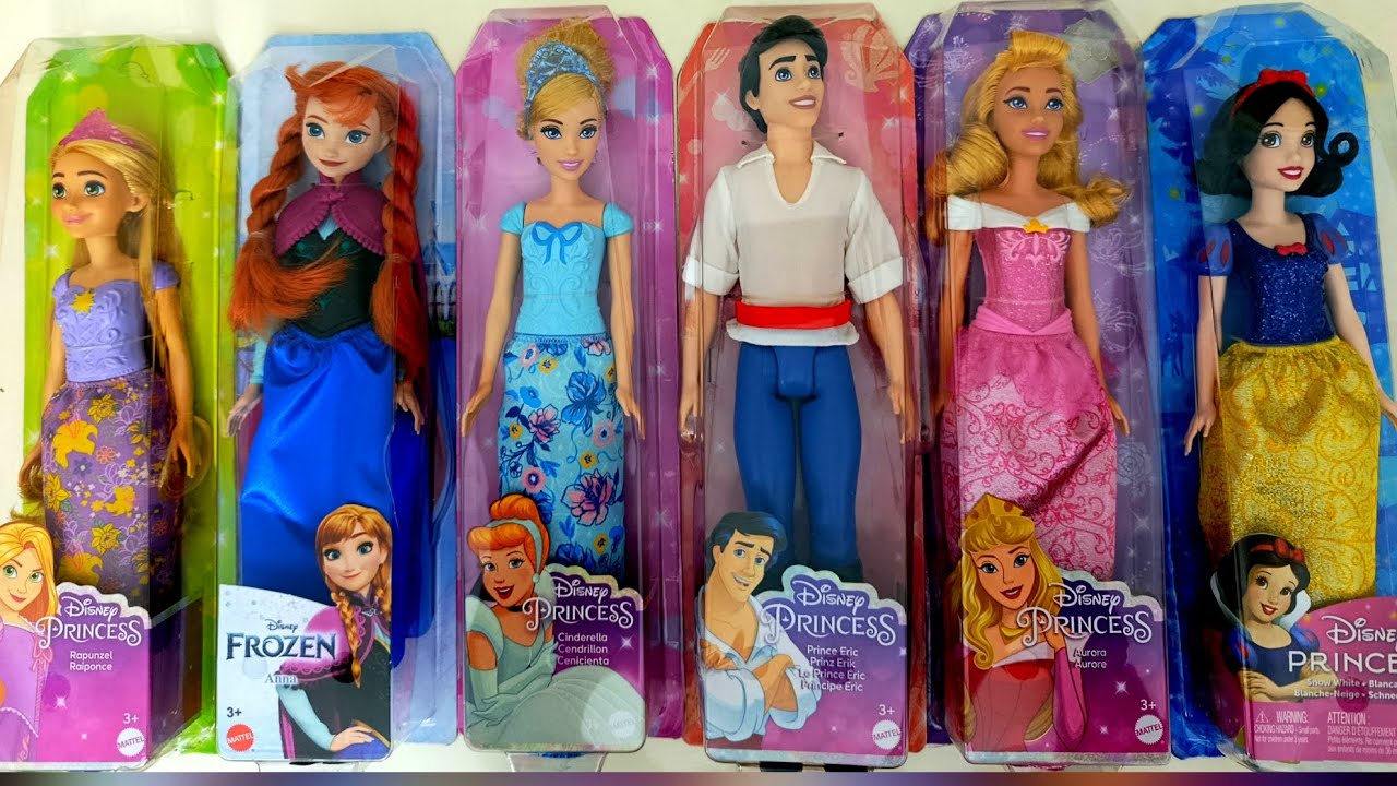 ASMR Most Popular Disney Princess Dolls / lots of colorful rainbow Dresses/unpacking surprise toys