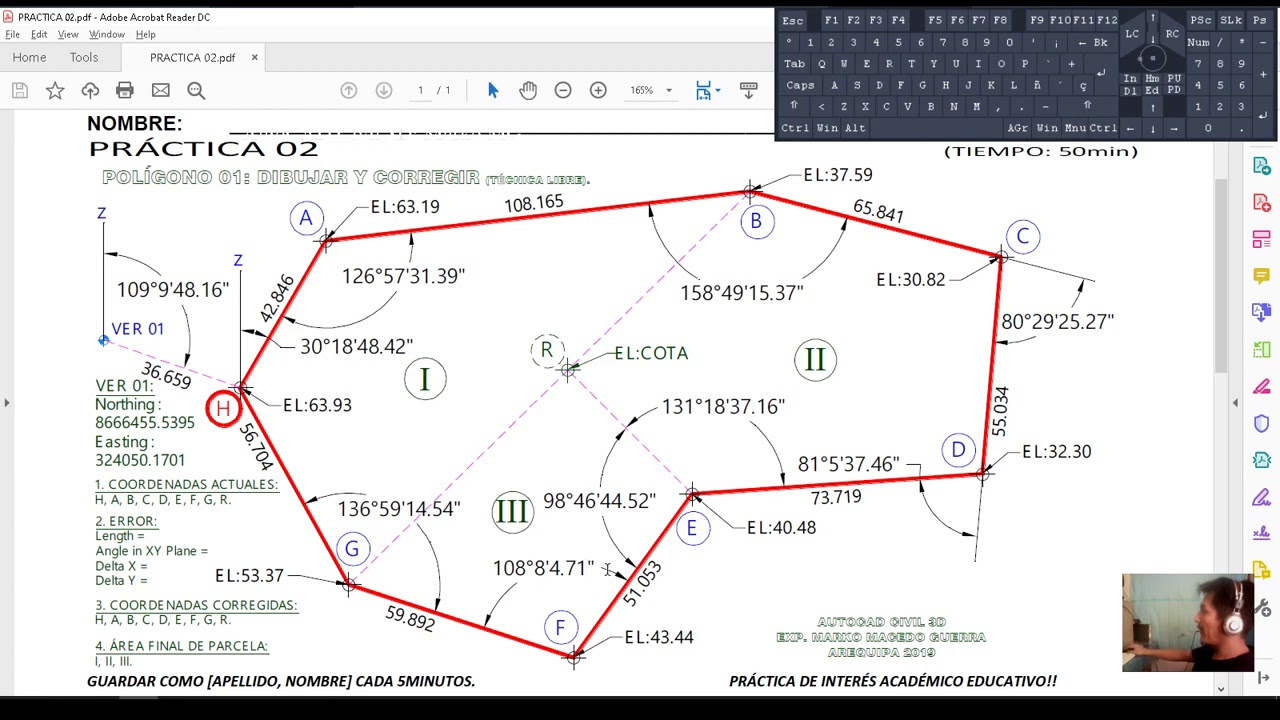 POLIGONAL CERRADA P02, Civil 3D - PUNTOS de CONTROL, ÁNGULOS GRADOS, MINUTOS Y SEGUNDOS - COGOEDITOR