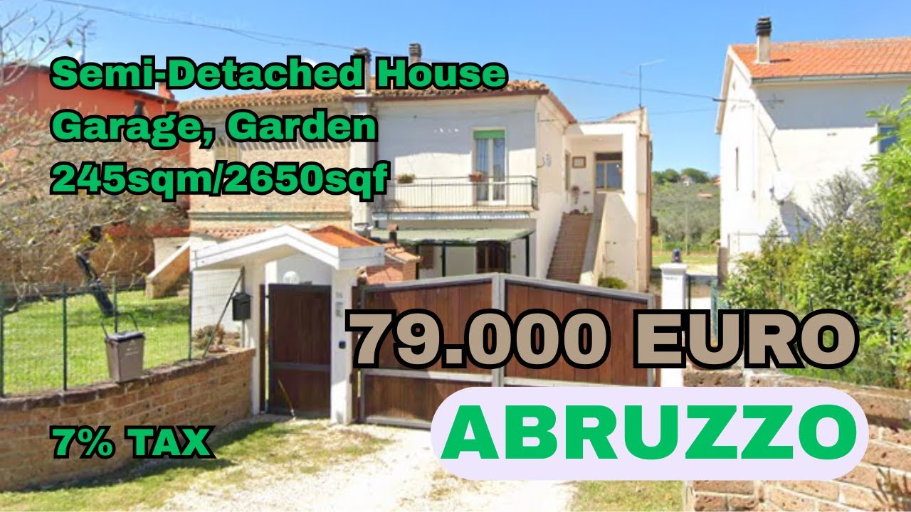 House For Sale in ABRUZZO (Collecorvino) 79K, 2 Apartments + Garden + Garage [Close to PESCARA]