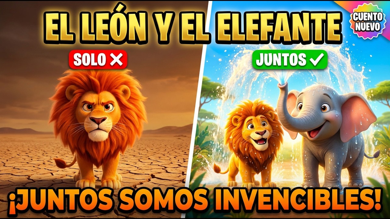 El León Orgulloso y el Elefante Sabio 🦁💙 | Cuento de Trabajo en Equipo para Niños