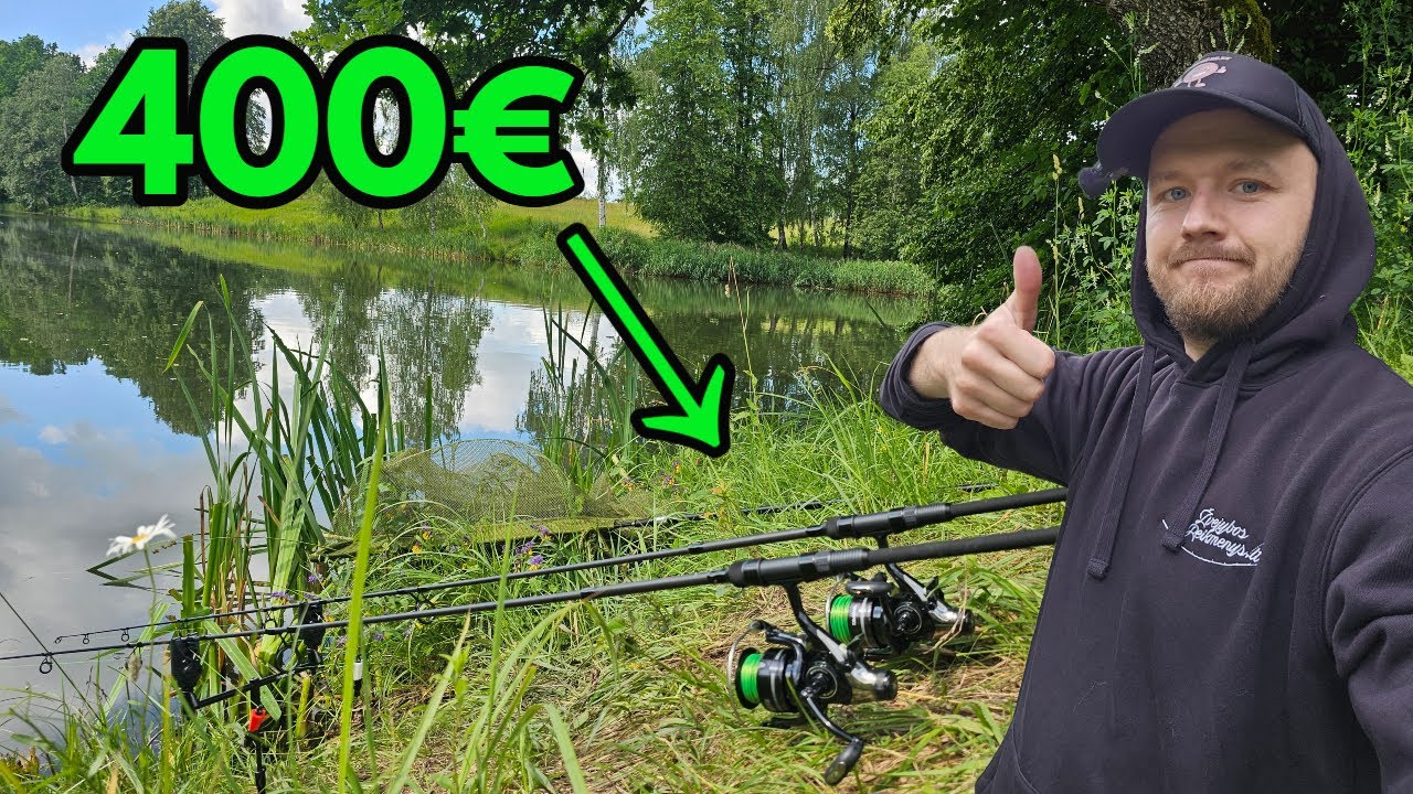 Karpių Žvejyba su Nauja Biudžetine Įranga.