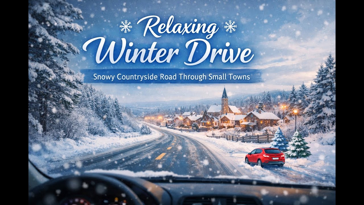 Peaceful Winter Journey 6❄️ Snowy Road & Small Towns | Chill Drive