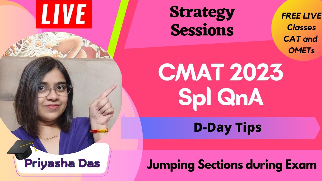 D-Day Tips for CMAT 2023| Live QnA| How to jump between sections in exam| CMAT Exam Details
