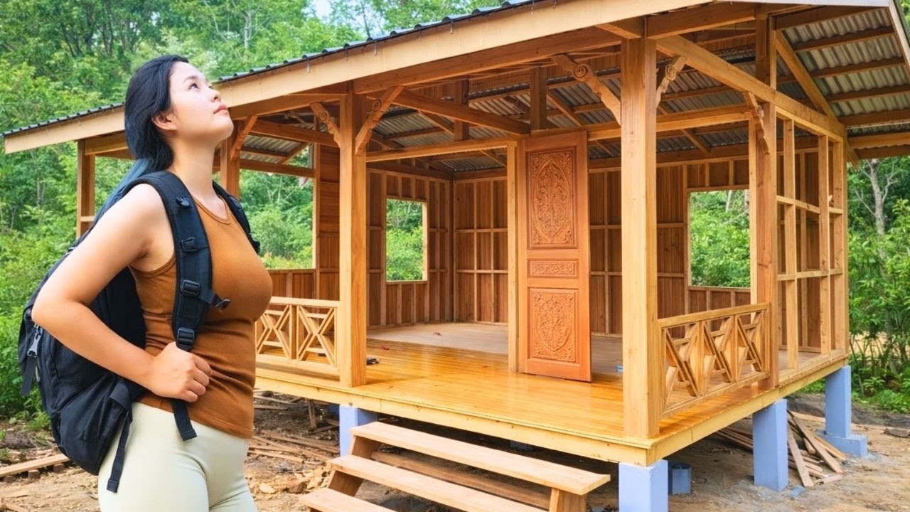 Timelapse: Building a Cozy Wooden House Deep in the Woods - Wild Build Timelapse
