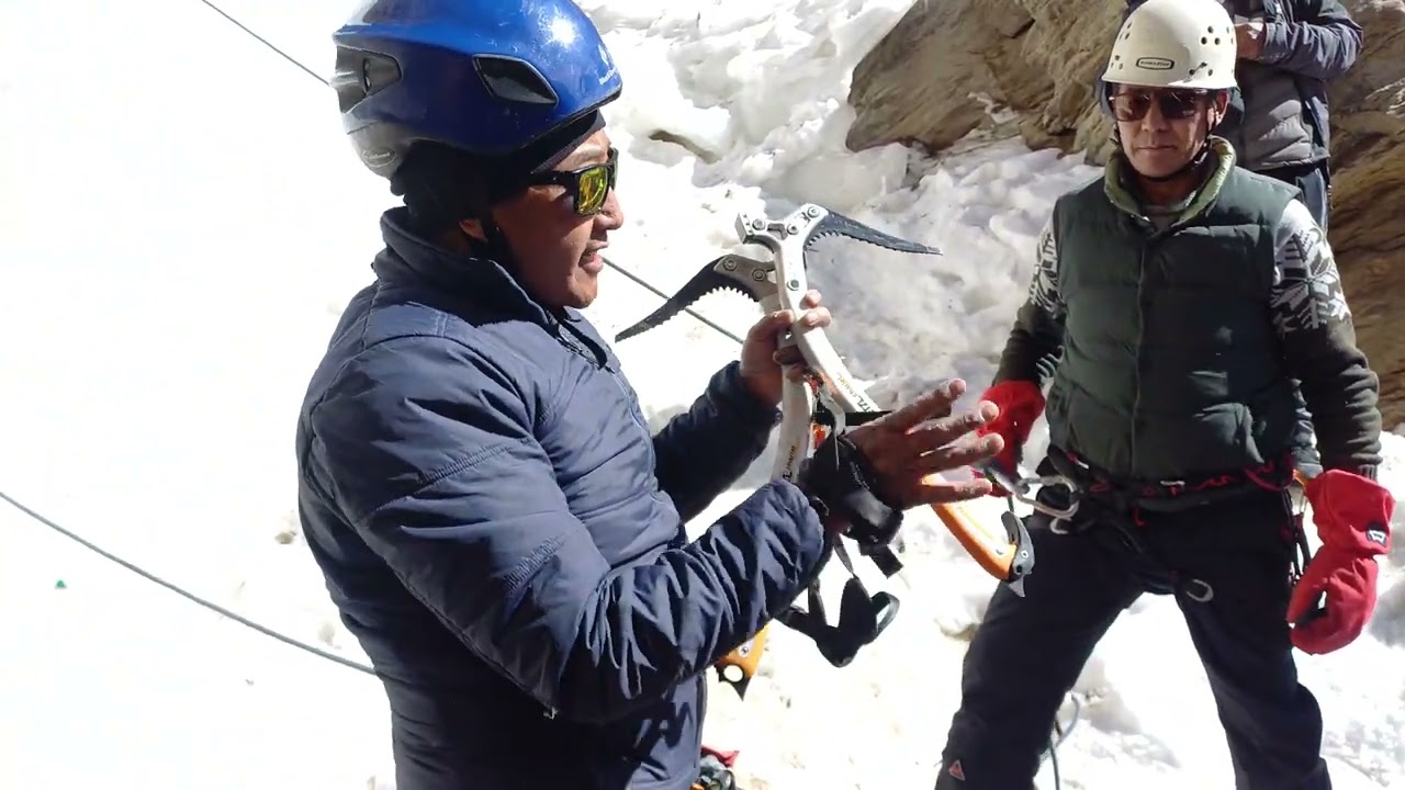 DC Kargil with his friends  climbing  sheela waterfall ice  with domo.
