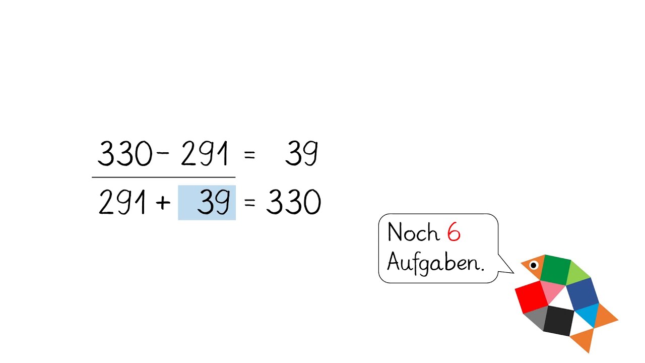 Minusaufgaben durch Ergänzen lösen (Teil 2) / Mathe lernen in Klasse 3 / einfach schlau üben