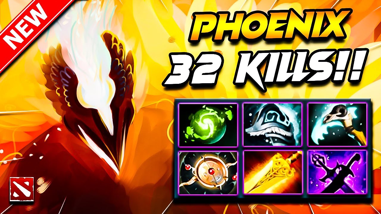32 Kills PHOENIX DOTA 2 Gameplay | Dota 2 PHOENIX Gameplay | Phoenix Carry Build Pro Gameplay 7.39