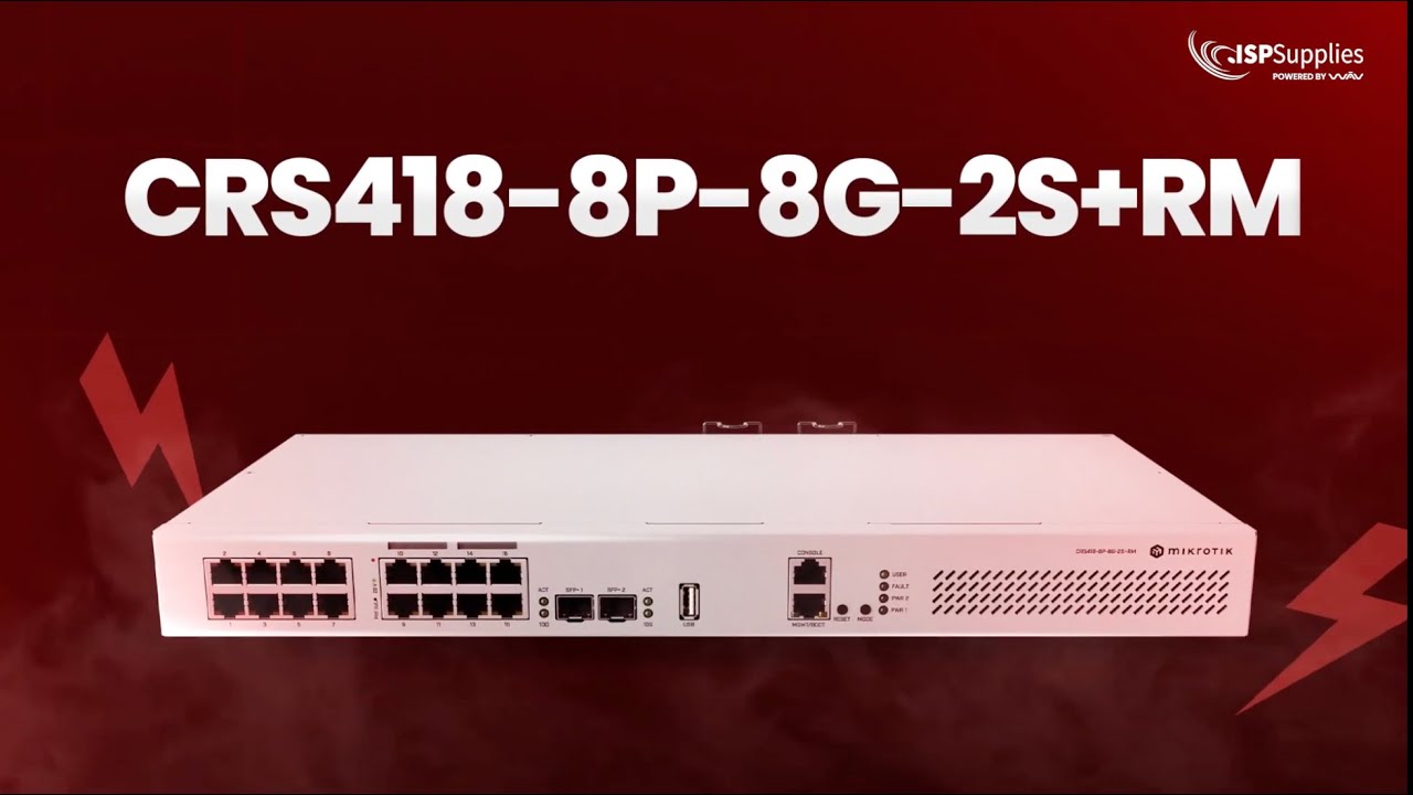 New Mikrotik CRS418-8P-8G-2S+RM with RouterOS L5 & Rackmount Case