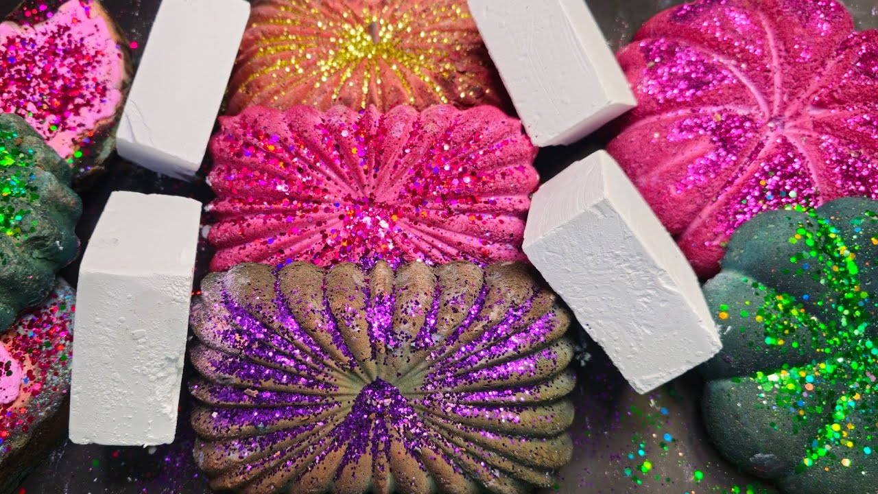 Jumbo Glittery Reforms | Fluffy and Powdery | ASMR Gymchalk Crush | Oddly Satisfying ❤️❤️