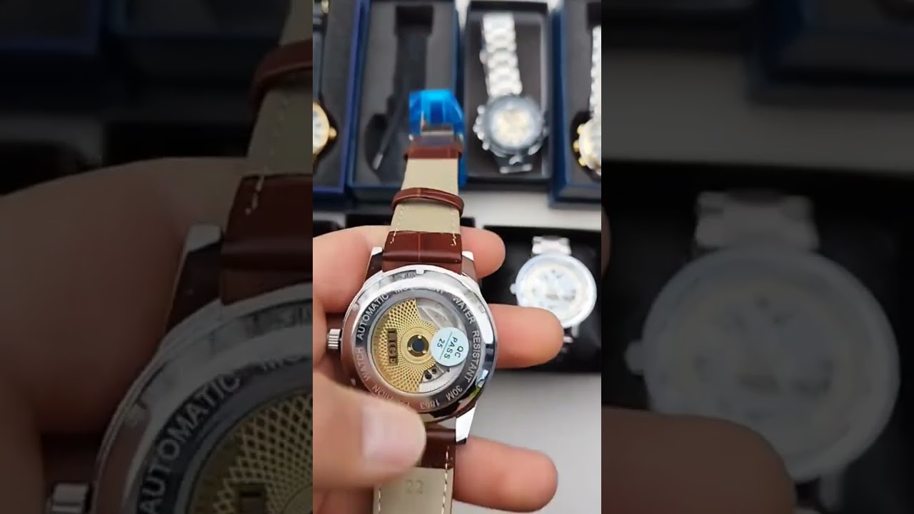 LIGE Automatic Watch, comes with a genuine leather strap. 