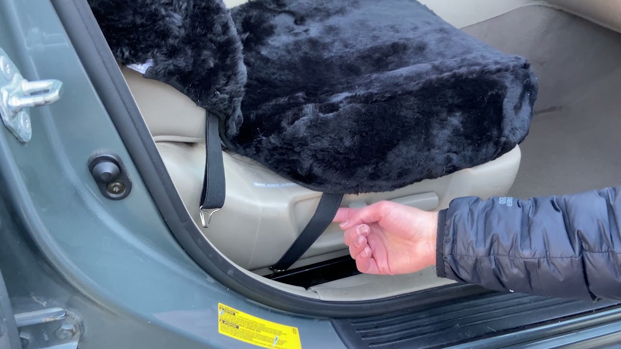 Toyota Avalon Sheepskin Double Cap Seat Cover: How to install: Black Sheepskin Double Cap