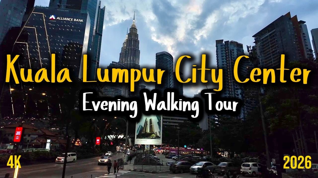 [4K] Walking Under the Lights of Petronas Twin Towers: KLCC & Suria Mall & Fountain Show