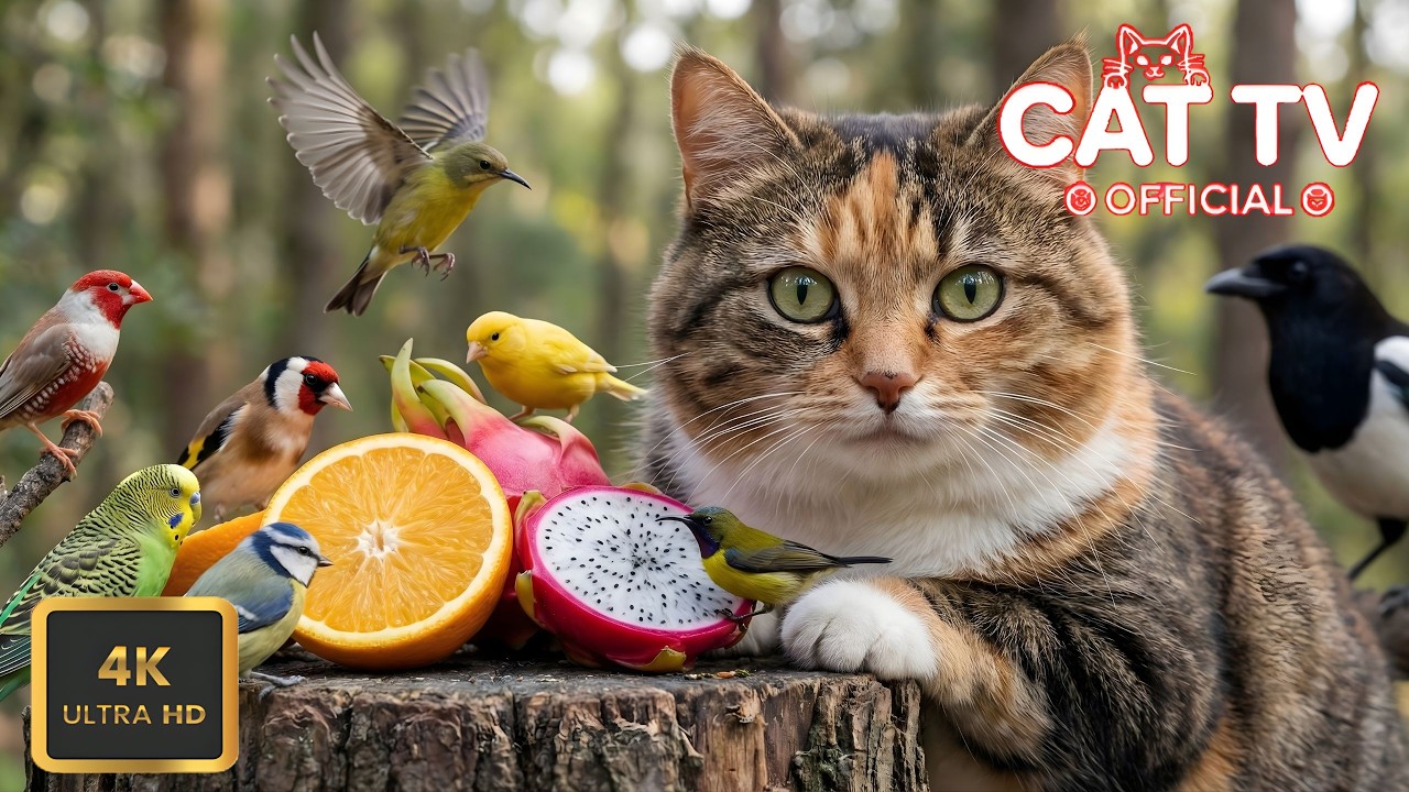 Cat TV для кошек 😺 Милые бурундуки и птицы осенью 🐿 4K HDR 60FPS | Cat TV Official