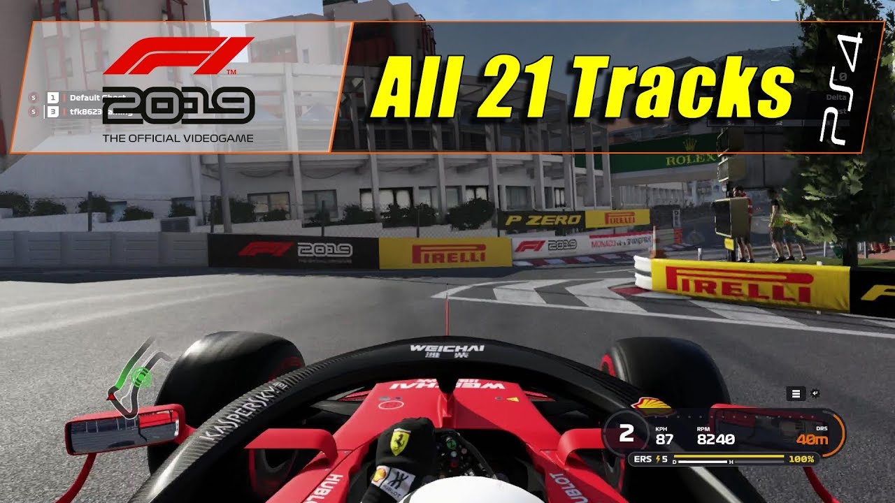 F1 2019 (PS4) - Driving All 21 Tracks - No Sprints (1080@60)