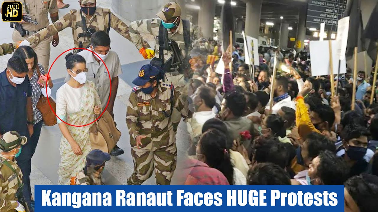 Kangana Ranaut Faces HUGE Protests As She Lands At Mumbai Airport