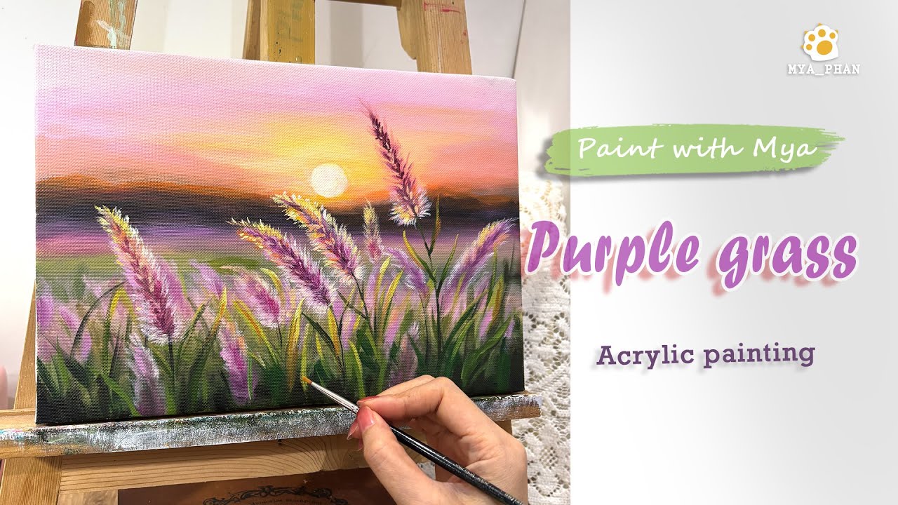 Purple Grass Painting  /Step by Step/ Acrylic Painting #083