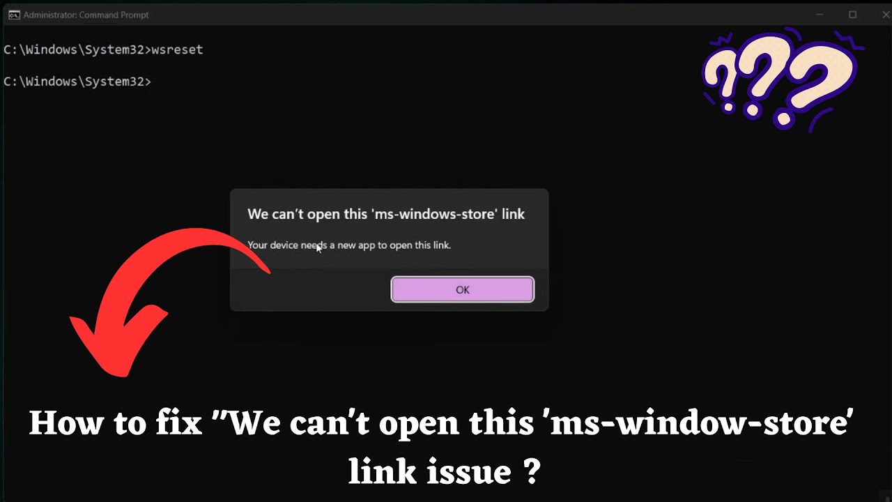 How to Fix the 'We Can't Open This ms-windows-store' Link Issue ? | Missing Microsoft Store Issue