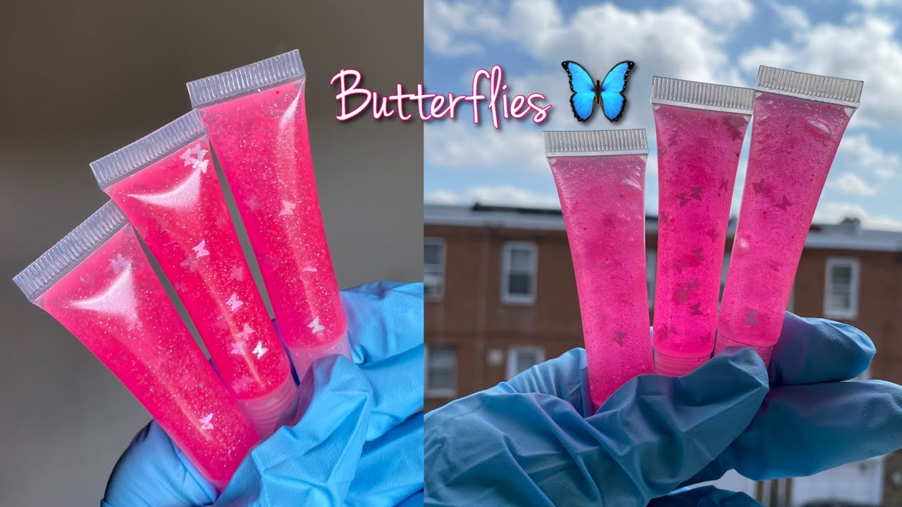 HOW TO MAKE PINK BUTTERFLY LIPGLOSS 🦋🛍
