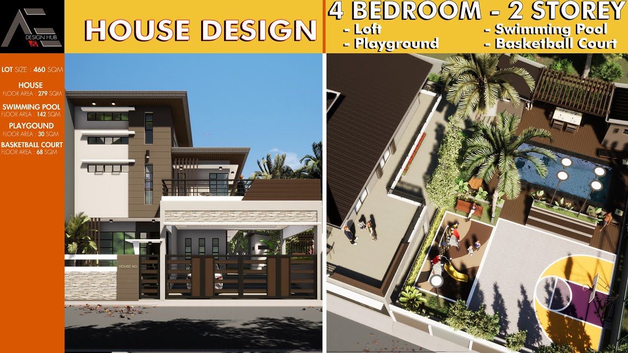 (2 of 2) 4 Bedroom 2 Storey House Design I Small House Design I Swimming Pool I Playground